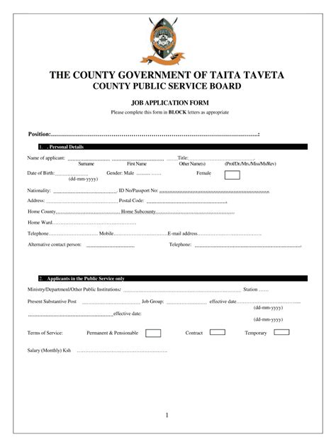 Taita Taveta County Public Service Board Application Form Fill Out And Sign Online Dochub