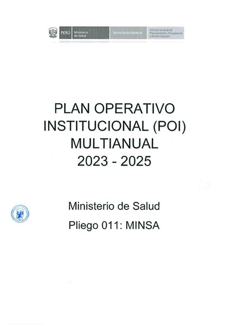 Plan Operativo Institucional POI Multianual 2023 2025 Obstetricia