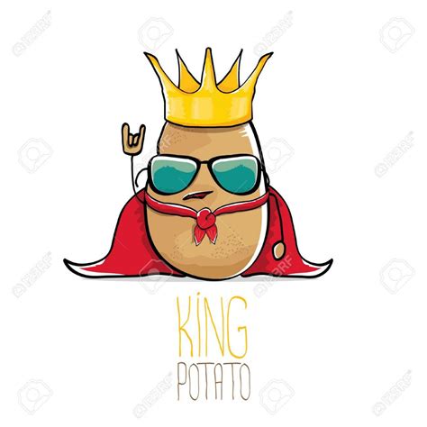 Vector Funny Cartoon Cool Cute Brown Smiling King Potato Royalty Free Cliparts Vectors And