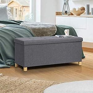 IDMarket Banc Coffre Rangement Sur Pied 100 Cm Tissu Gris Anthracite