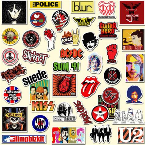 50pcs Rock Band Sticker Graffiti Guitar Laptop Skateboard Luggage