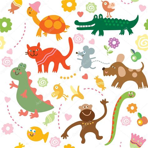 Seamless Pattern With Cute Animals — Stock Vector © Birdhouse 7945068