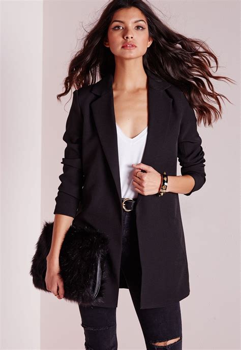 Missguided Longline Blazer Black In 2019 Long Black Blazer Blazer