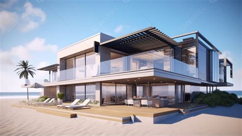 Sleek Modern Beach House Exterior Design In 3d Visualisation Powerpoint