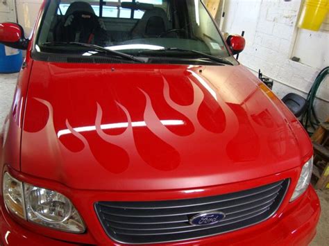 Red Ford W Ghost Flames Ford Lightning Ford Custom Paint