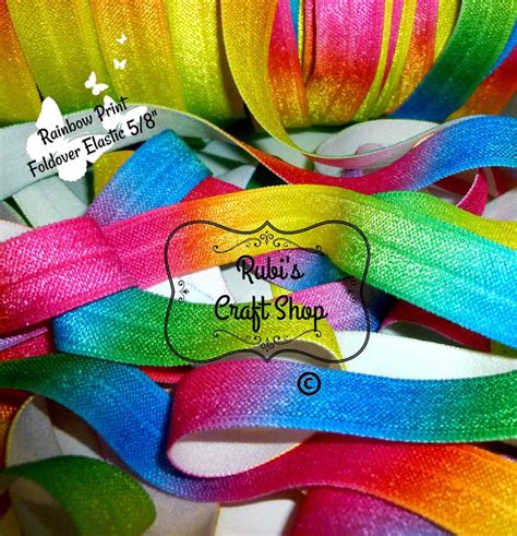 Rainbow Print Fold Over Elastic 58 By The Yard Craft Supplies Rainbow Print Print Folding