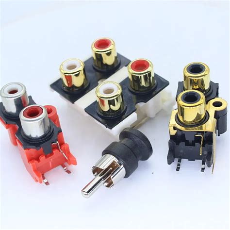 6pin Rca Socket Plug Pcb Panel Mount Pure Coppergold Plating Terminal