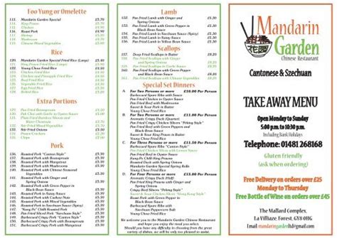 Mandarin Gardens Restaurant Menu | Fasci Garden