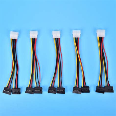 Molex To 2 Sata Dual Power Y Splitter Adaptor Cable Lead 2 Way 4 Pin 15 Pin~vm Ebay