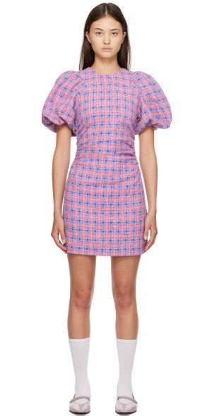 Ganni Pink Check Minidress