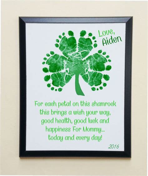 Shamrock Baby Footprints Wall Plaque St Patricks Day Keepsake T