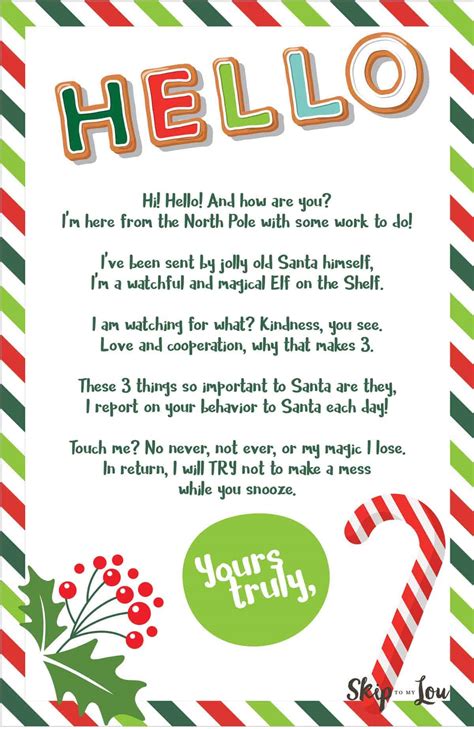 Free Printable Hello And Goodbye Elf Letters Skip To My Lou