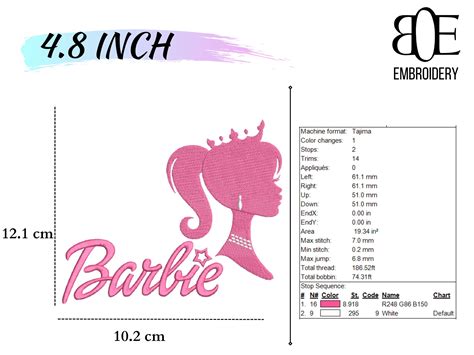 Barbie Embroidery Design Princess Embroidery Design Barbi E Etsy