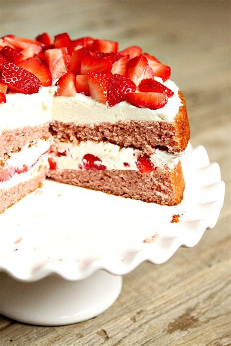 Strawberry Layer Cake with Cheesecake Frosting - Recipe Girl