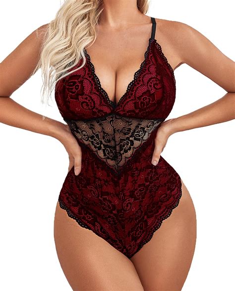 Avidlove Women Teddy Lingerie Snap Crotch Sexy Lace Bodysuit One Piece