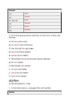 German Modal Verbs Worksheets By German Worksheets Tpt