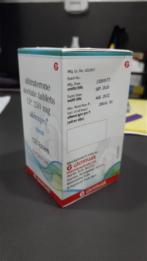 Abirapro Mg Tablet Abiraterone Acetate Glenmark Pharmaceuticals