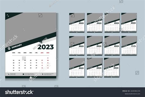 2023 Printable Calendar Template Design Business Stock Vector (Royalty ...