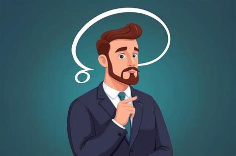 Premium Photo Cartoon Thinking Man With Question Mark In Think Bubble