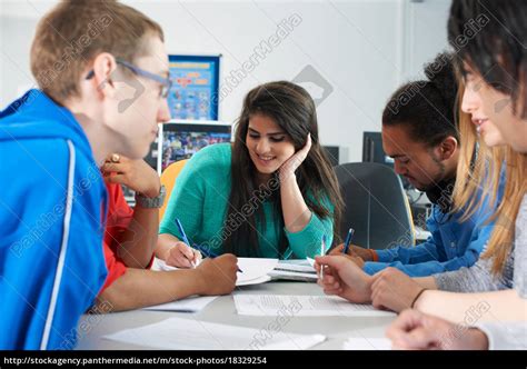 Group Of College Students Studying Together Stock Photo 18329254