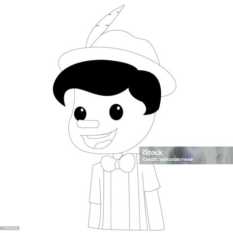 Ilustración De Ilustración Vectorial En Blanco Y Negro De Pinocho Tale