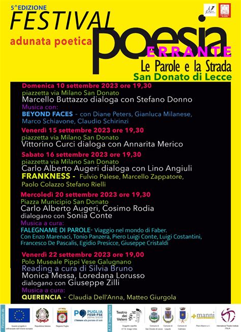 V Festival Di Poesia Errante A San Donato Di Lecce