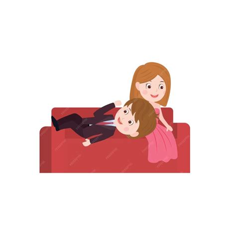 Premium Vector Happy Couple In Love Hugging On Cosy Couch Vector