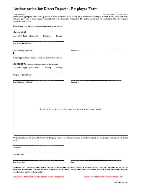 Free Direct Deposit Authorization Forms 22 Pdf Word Eforms Direct Deposit Form Fill Out And