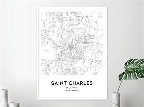 Saint Charles Map Print, Saint Charles Map Poster Wall Art, Il City Map ...