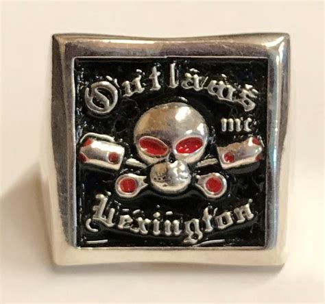 Sterling Outlaws MC Macon Large Square Ring Outlaw Biker Jewelry