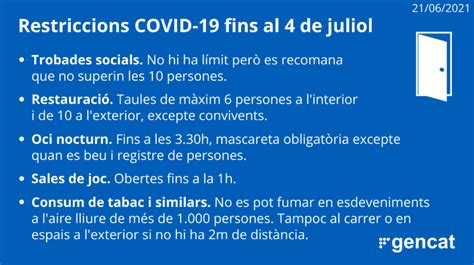 Actualizaci De Les Mesures Contra La Covid Fins Al De Juliol