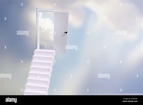 Steps To Heaven With Open Door Stock Photo Alamy