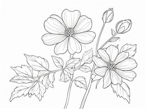 Premium Photo Flower Line Art Minimalist Contour Drawing Line Art