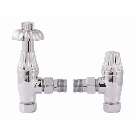 Redroom Straight Thermostatic Chrome Traditional Radiator Valve Pack