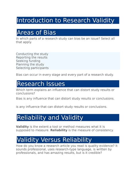 Edapt Week 5 EBP NR 449 Introduction To Research Validity Areas Of