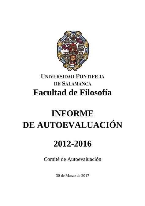 Pdf Facultad De Filosof A Informe De Autoevaluaci N