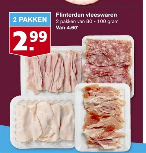 Flinterdun Vleeswaren 2 Pakken 80 100 Gram Aanbieding Bij Hoogvliet