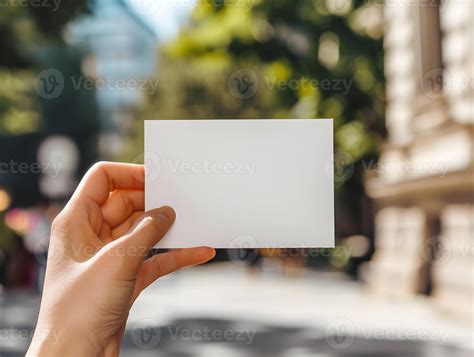 Ai Generated Empty Postcard In A Womans Hand In The Center Of The