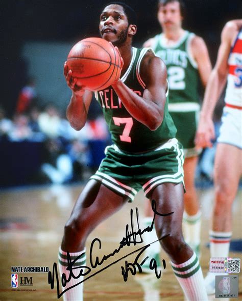 Nate Archibald Autographed Celtics 8x10 Photo Inscribed HOF 91