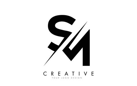 Sm S M Letter Logo Design With A Creative Cut Vector Art At