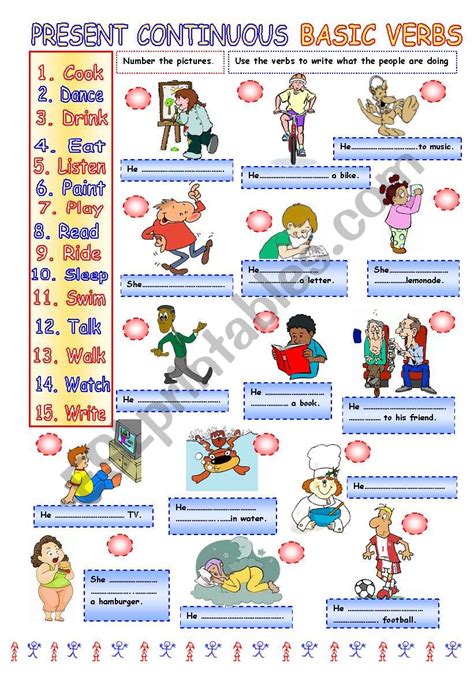 Present Continuous Verbs Worksheet