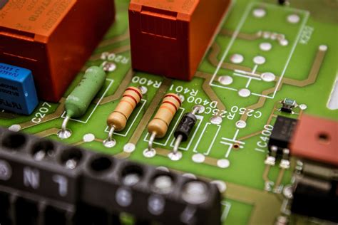 A close up of a circuit board with some electronic components photo ...