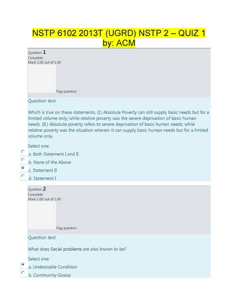 Quiz 1and2 Nstp 2 Nstp 6102 2013t Ugrd Nstp 2 Quiz 1 By Acm