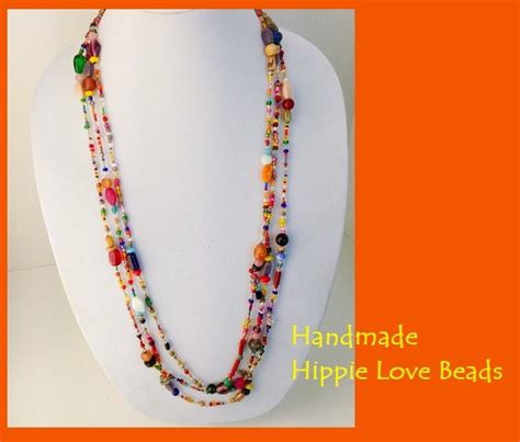 Hippie Love Beads Multi Strand Necklace Art Glass Bead By Reupped