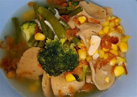 Resep Sayur Bening Brokoli Jagung Bakso Kacang Panjang Oleh