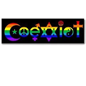 Coexist Bumper Sticker Symbols Peace Evolution Harmony Rainbow Gay ...