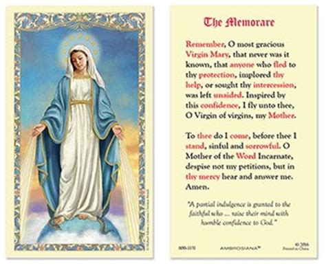 Memorare Prayer Card Printable