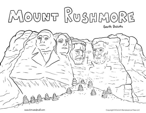 Mount Rushmore Printable Coloring Pages