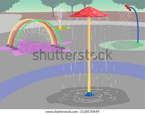 Illustration Splash Pads Water Park Outdoors Stock Vector Royalty Free