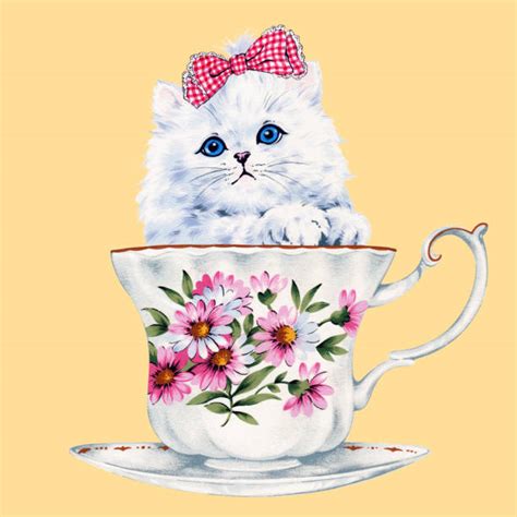 Kitten In Teacup Drawing Illustrations, Royalty-Free Vector Graphics & Clip Art - iStock